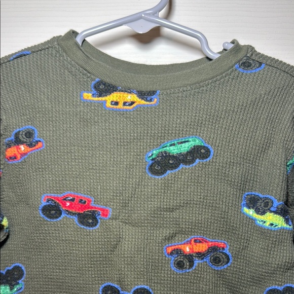 Old Navy Toddler Boys Long Sleeve Monster Truck Waffle Top Size 3T - Picture 2 of 5